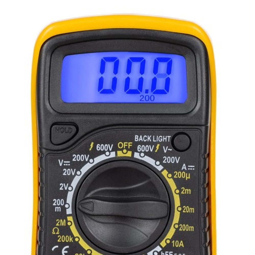 Tester multimetro digitale range test dmm dc, corrente ac/dc lcd retroilluminato