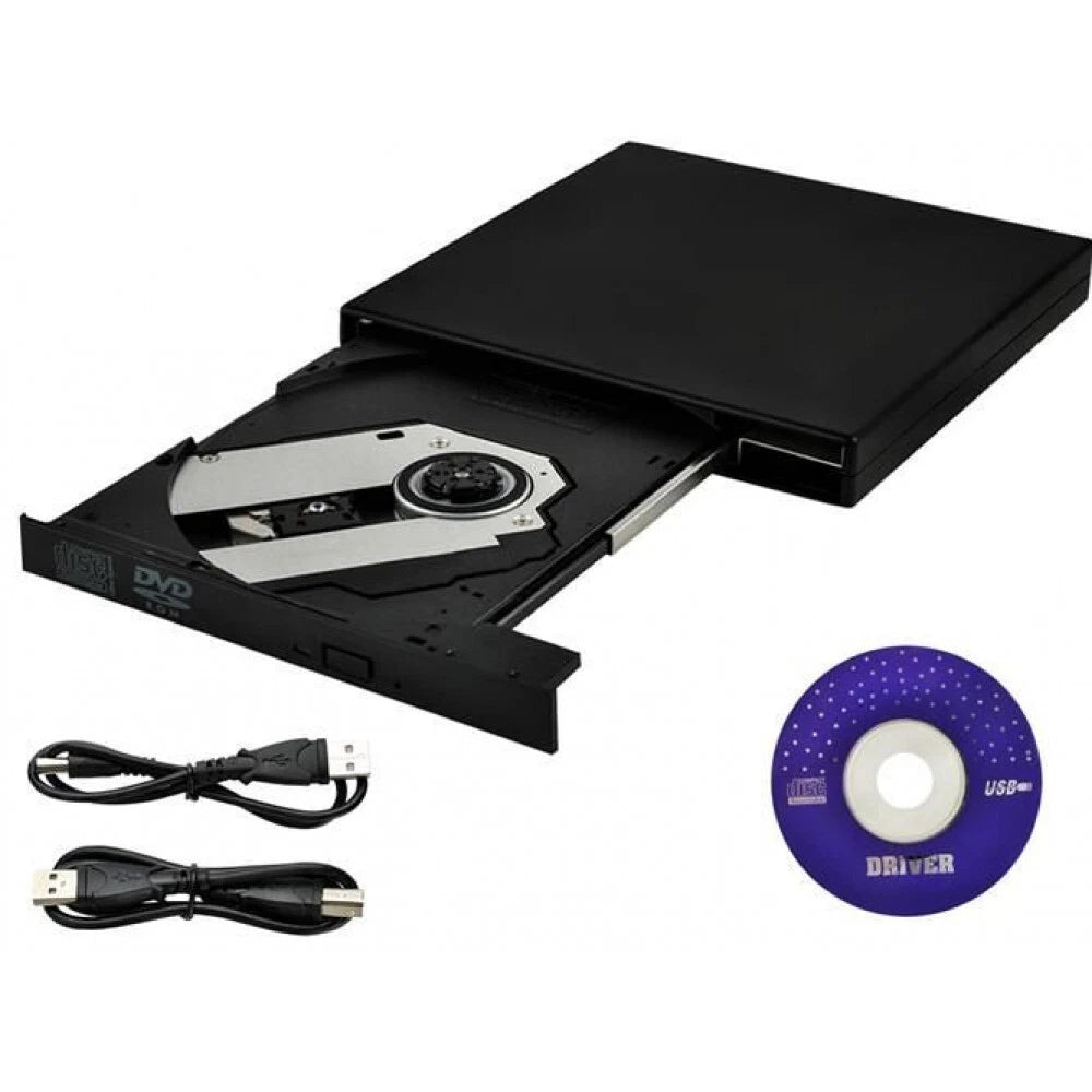 Lettore Masterizzatore CD/DVD Esterno USB 2.0, Slim 13,8x13,5cm 330g, CD 24x R/W, DVD 8x, Plug&Play, Win Mac Linux