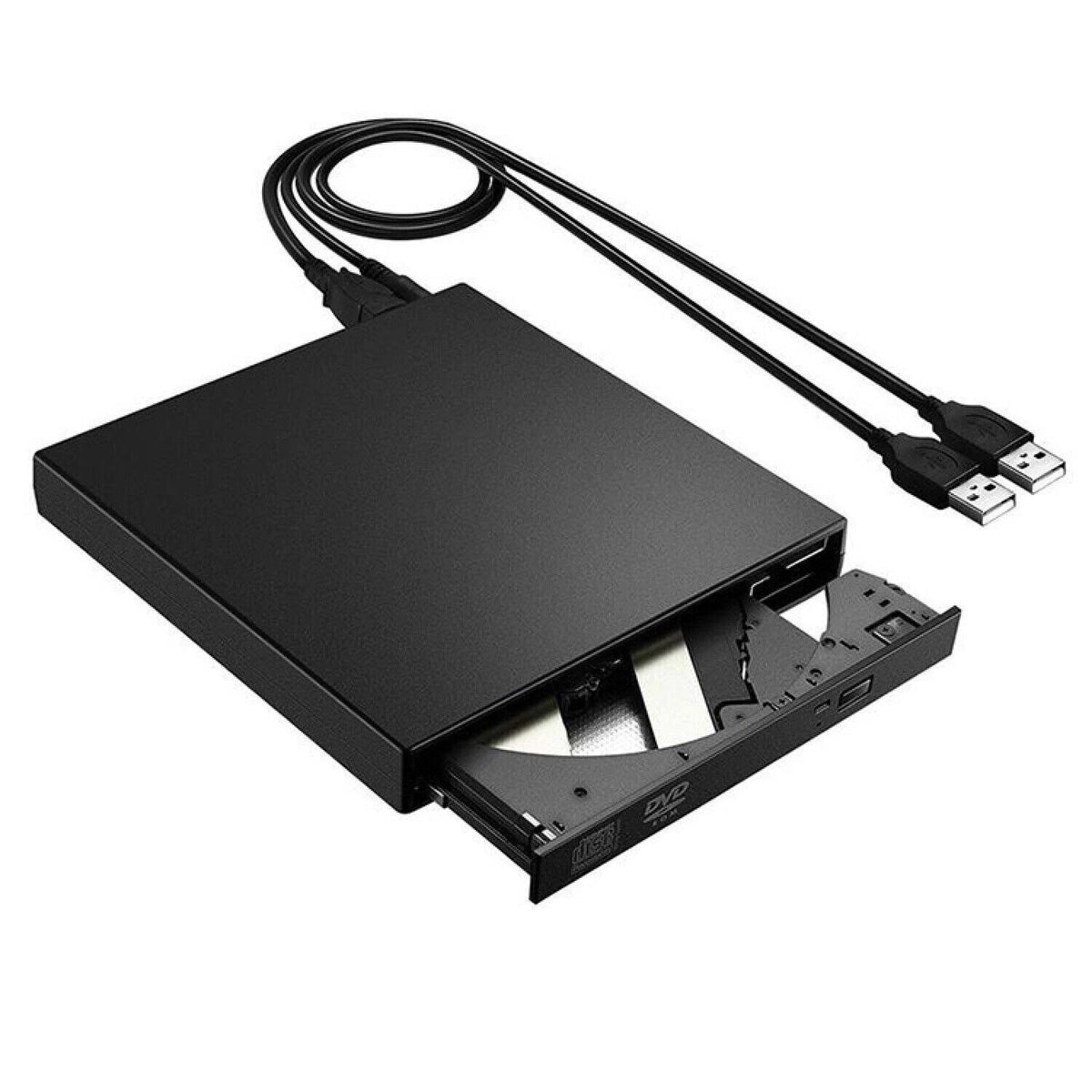 Lettore Masterizzatore CD/DVD Esterno USB 2.0, Slim 13,8x13,5cm 330g, CD 24x R/W, DVD 8x, Plug&Play, Win Mac Linux