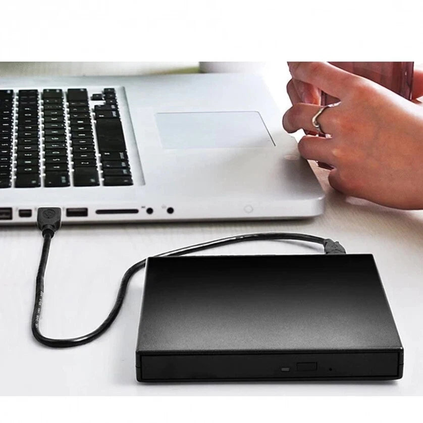 Lettore Masterizzatore CD/DVD Esterno USB 2.0, Slim 13,8x13,5cm 330g, CD 24x R/W, DVD 8x, Plug&Play, Win Mac Linux