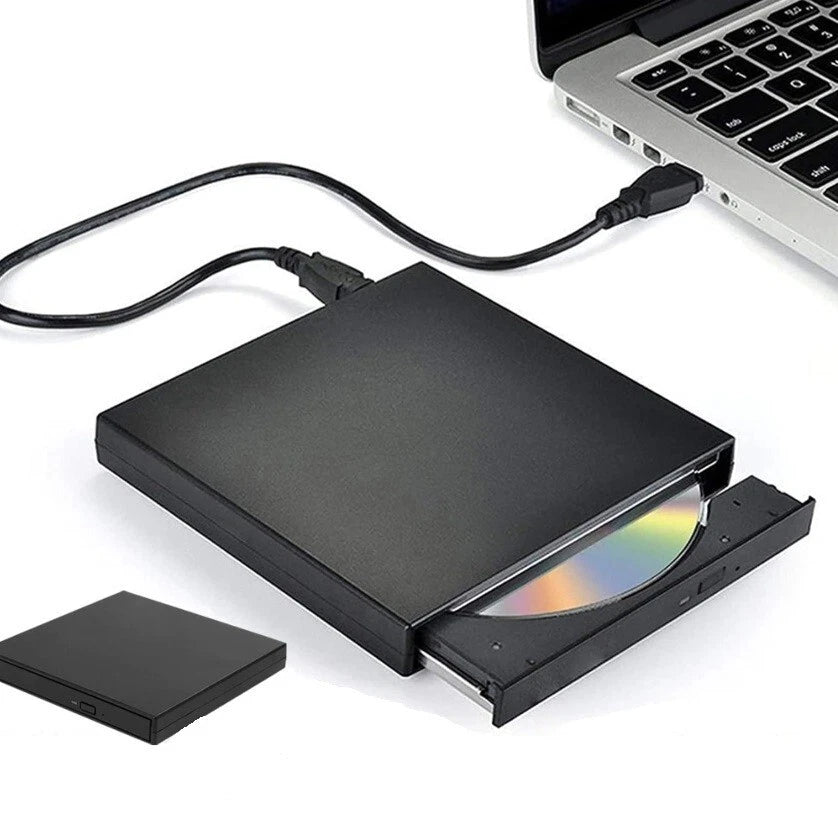 Lettore Masterizzatore CD/DVD Esterno USB 2.0, Slim 13,8x13,5cm 330g, CD 24x R/W, DVD 8x, Plug&Play, Win Mac Linux