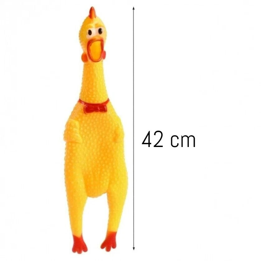 Pollo di gomma gigante suono urlante al contatto giocattolo domestico 42 cm