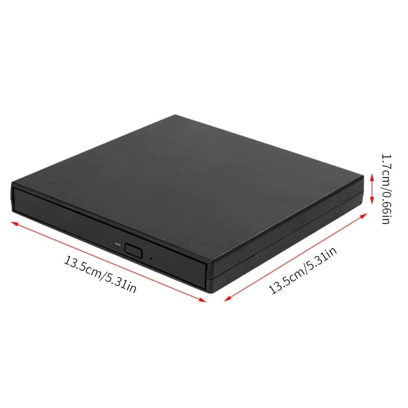 Lettore Masterizzatore CD/DVD Esterno USB 2.0, Slim 13,8x13,5cm 330g, CD 24x R/W, DVD 8x, Plug&Play, Win Mac Linux