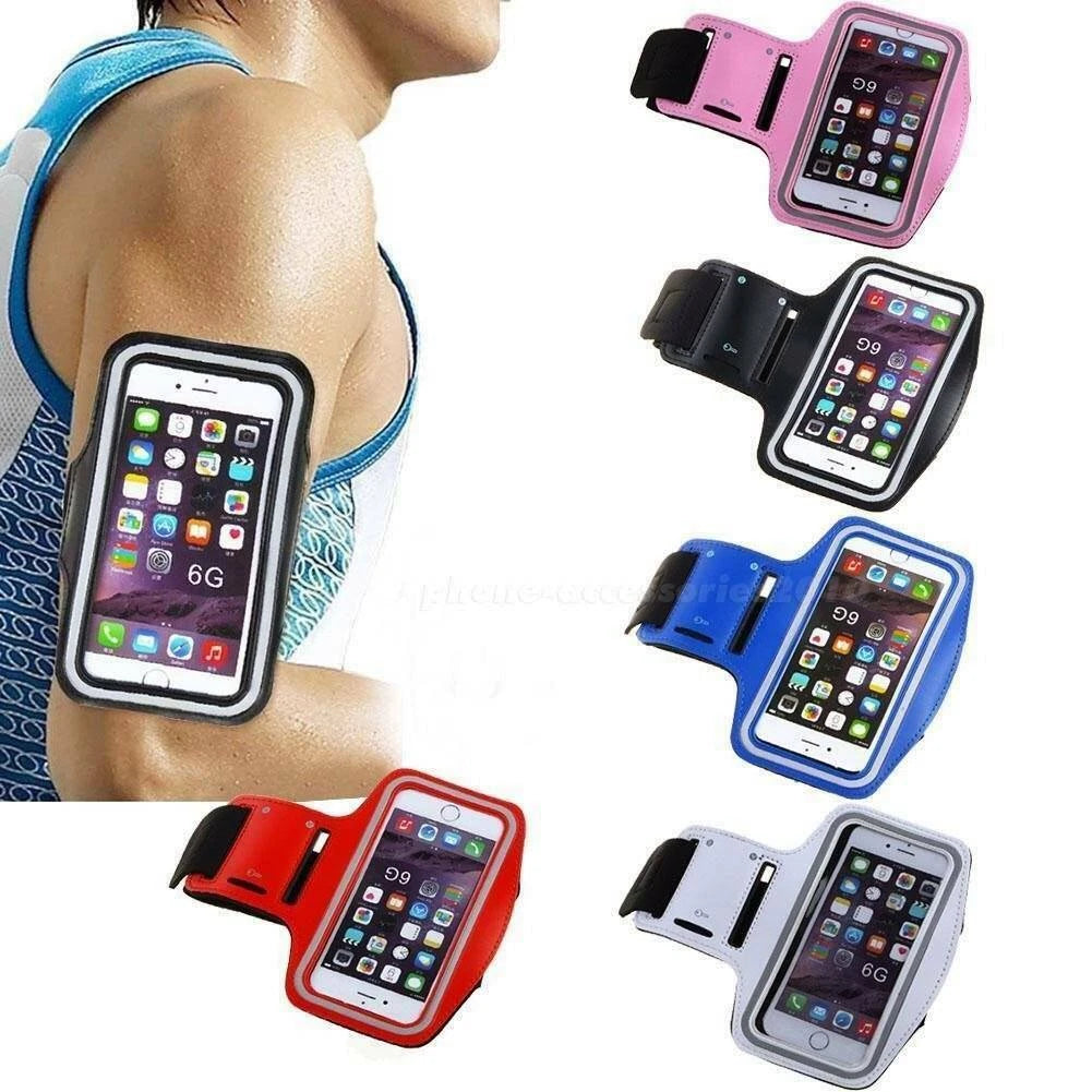 Fascia da Braccio Sportiva Porta Smartphone Universale fino 6,5", Neoprene Lycra, Striscia Riflettente, 7 Colori