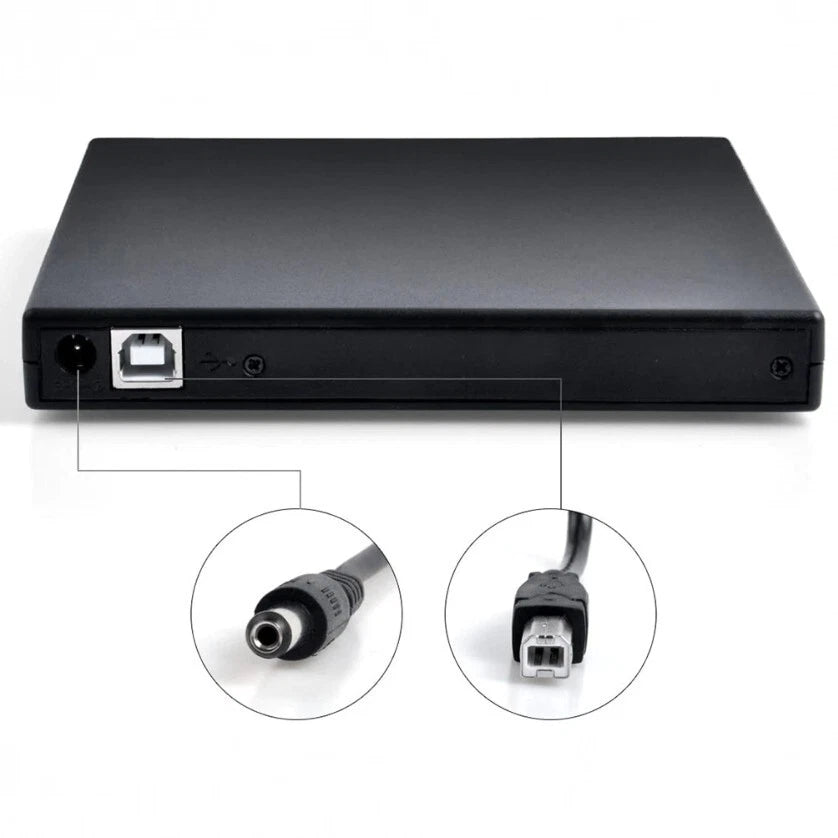 Lettore Masterizzatore CD/DVD Esterno USB 2.0, Slim 13,8x13,5cm 330g, CD 24x R/W, DVD 8x, Plug&Play, Win Mac Linux