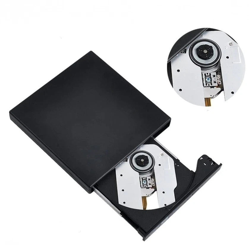 Lettore Masterizzatore CD/DVD Esterno USB 2.0, Slim 13,8x13,5cm 330g, CD 24x R/W, DVD 8x, Plug&Play, Win Mac Linux