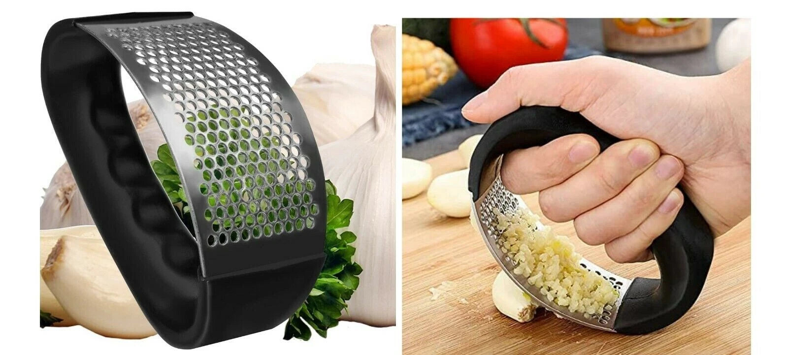 Spremi aglio in acciaio inox pressa aglio con manico, trita affetta, grattuggia
