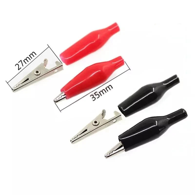 20 Pinze Coccodrillo rosso/nero 28/35/44 mm, Tester Morsetti Puntali Clips
