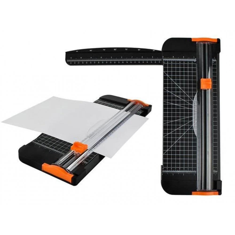 Taglierina a Ghigliottina Formato A3, 12 Fogli 80g/m², Scala cm/Pollici, Angoli 45-90°, Lama Intercambiabile