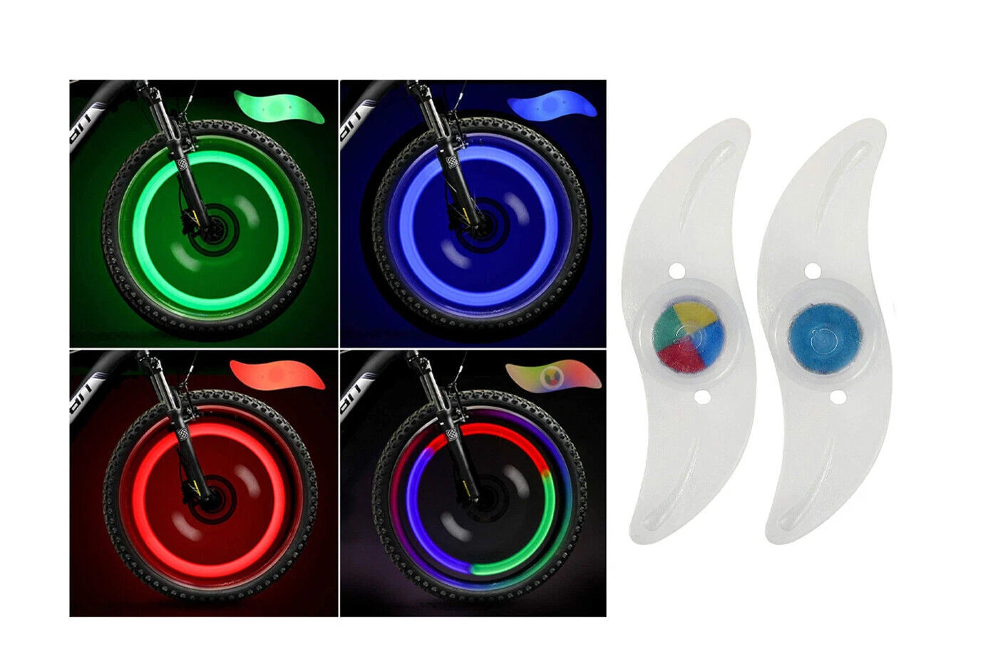 Luce led raggi ruota bicicletta universale segnalatore notturno spia visibilita'