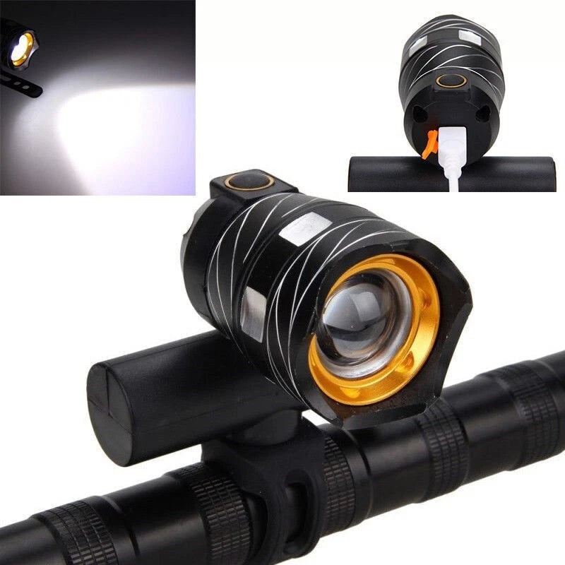 FARO A LED PER BICICLETTA POTENTE LUCE ANTERIORE 15000 LUMEN + ZOOM REGOLABILE