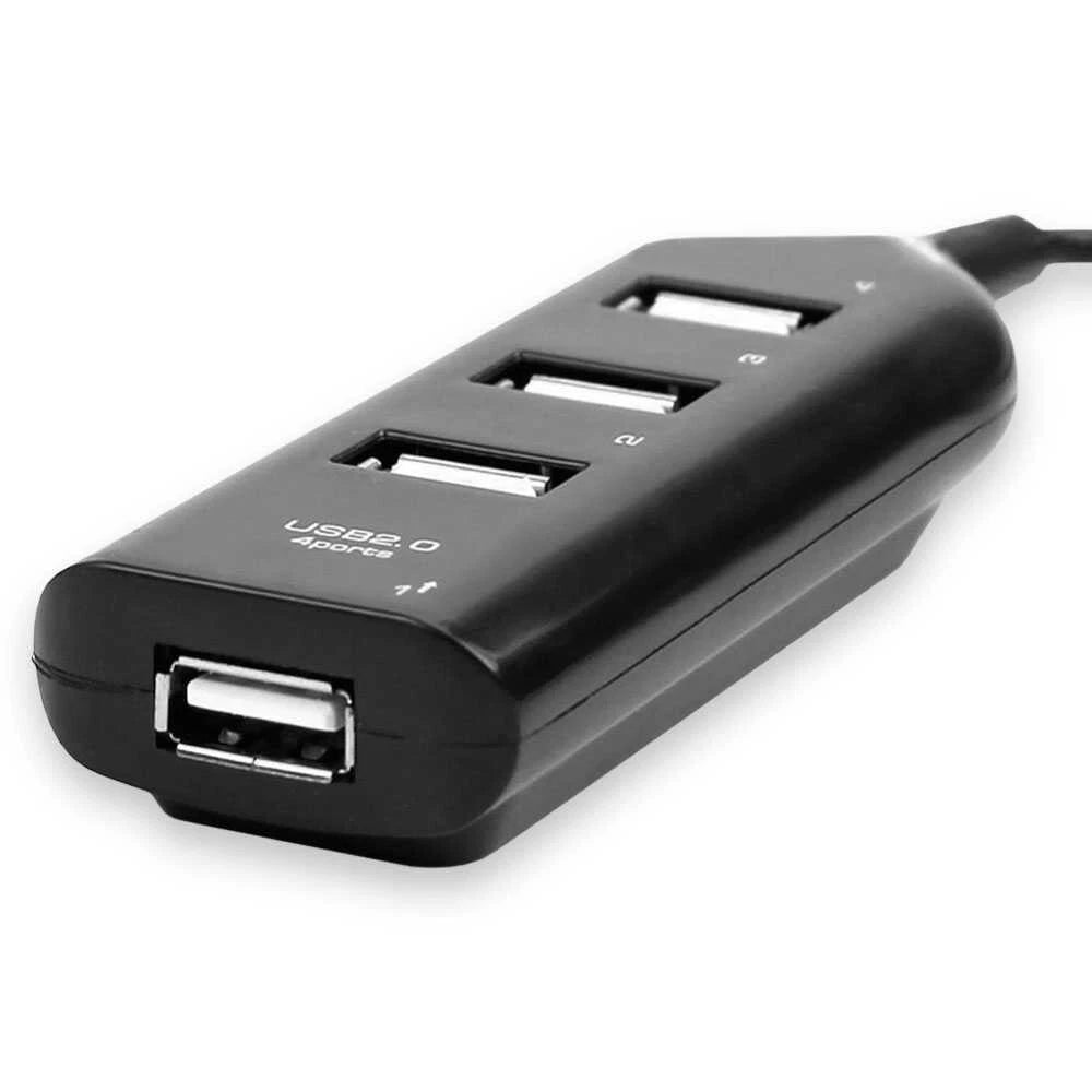 Hub USB 2.0 Passivo 4 Porte, Cavo 40cm, 480Mbps, Plug & Play, per PC Notebook e Viaggio