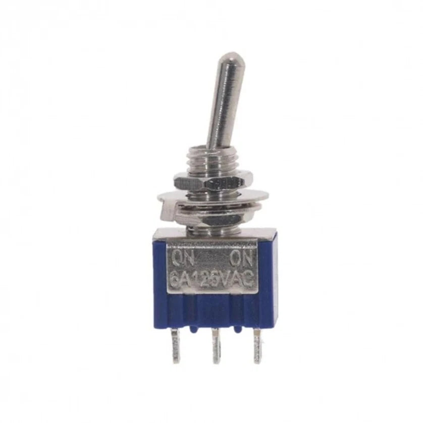 Interruttore a Levetta ON-OFF da Pannello a Saldare, 125VAC/6A, 20.000 Cicli, -55°/+85°C, 13x8mm