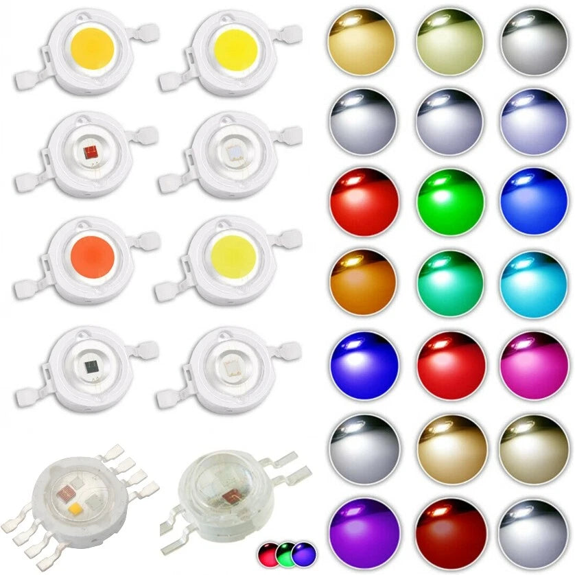 Chip led da 1w varie colorazioni UV, IR, RGB, alta luminosità 600mA 3V 3.6V
