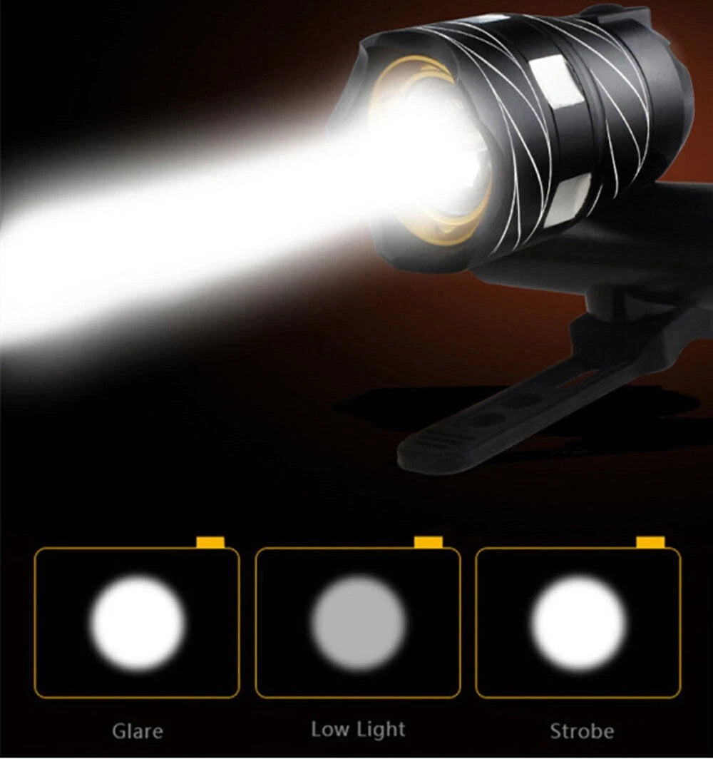 FARO A LED PER BICICLETTA POTENTE LUCE ANTERIORE 15000 LUMEN + ZOOM REGOLABILE