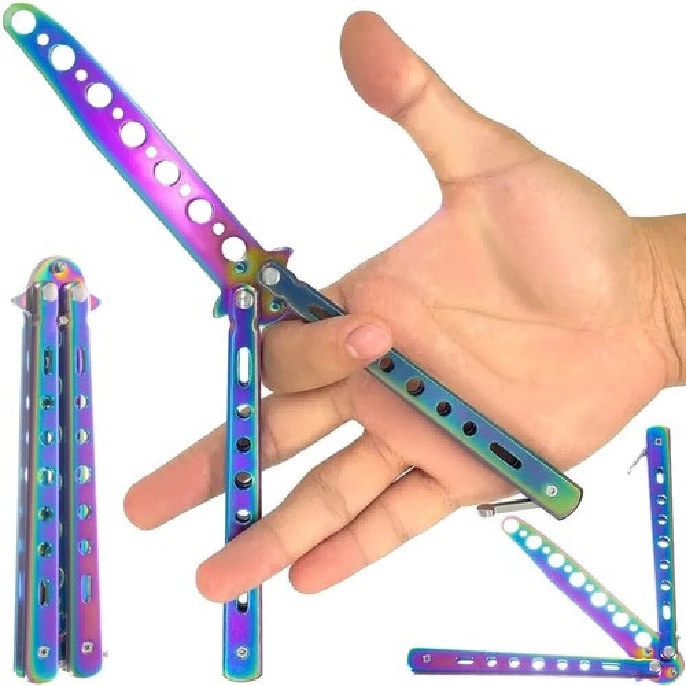 Coltello a farfalla in metallo senza lama allenamento esercitazione pieghevole