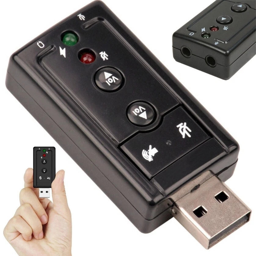 Scheda Audio USB Esterna 7.1 Virtual Surround, 4 Tasti, 2 LED, Plug&Play, per PC Notebook Mac Linux