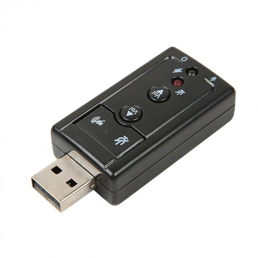 Scheda Audio USB Esterna 7.1 Virtual Surround, 4 Tasti, 2 LED, Plug&Play, per PC Notebook Mac Linux