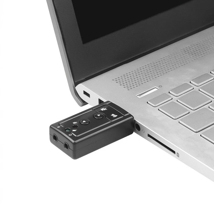 Scheda Audio USB Esterna 7.1 Virtual Surround, 4 Tasti, 2 LED, Plug&Play, per PC Notebook Mac Linux