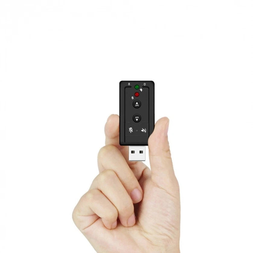 Scheda Audio USB Esterna 7.1 Virtual Surround, 4 Tasti, 2 LED, Plug&Play, per PC Notebook Mac Linux