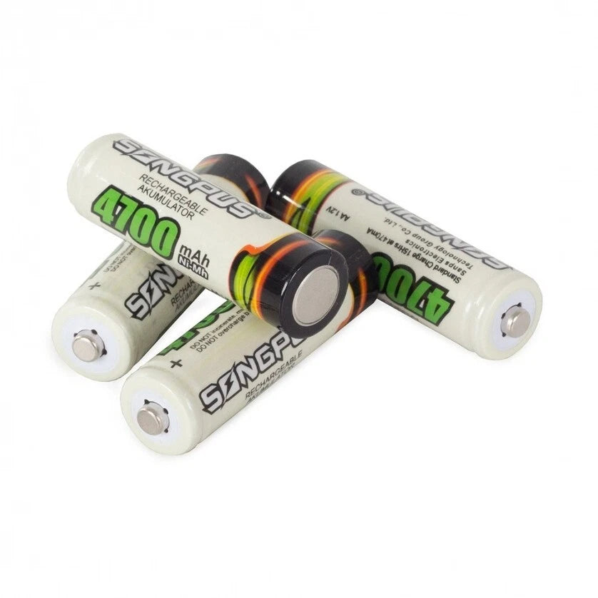 Set 4 Batterie AA Stilo NiMH Ricaricabili 4700mAh, Senza Effetto Memoria, Ricarica Rapida ~4,5h