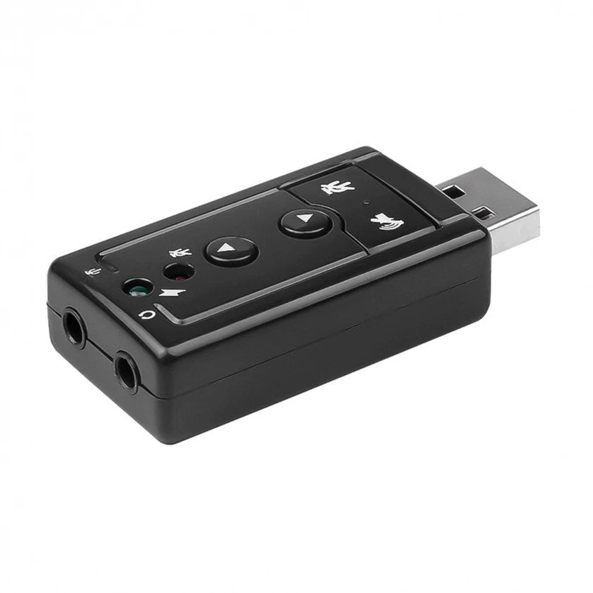 Scheda Audio USB Esterna 7.1 Virtual Surround, 4 Tasti, 2 LED, Plug&Play, per PC Notebook Mac Linux