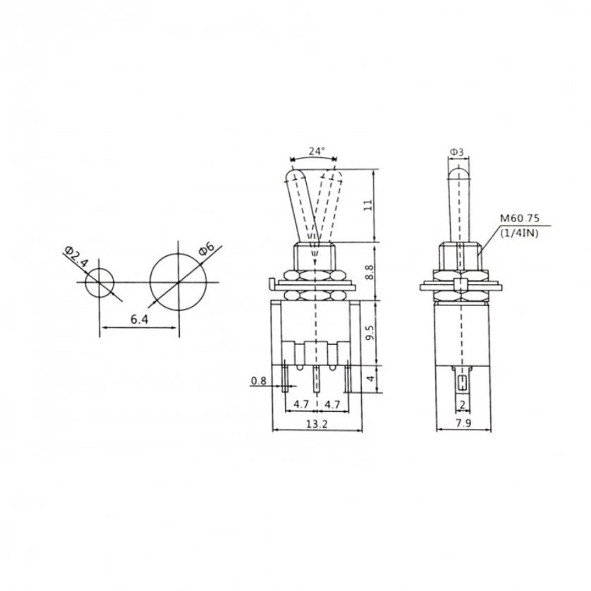 Interruttore a levetta on-off-on deviatore switch 3 posizioni on-off-on