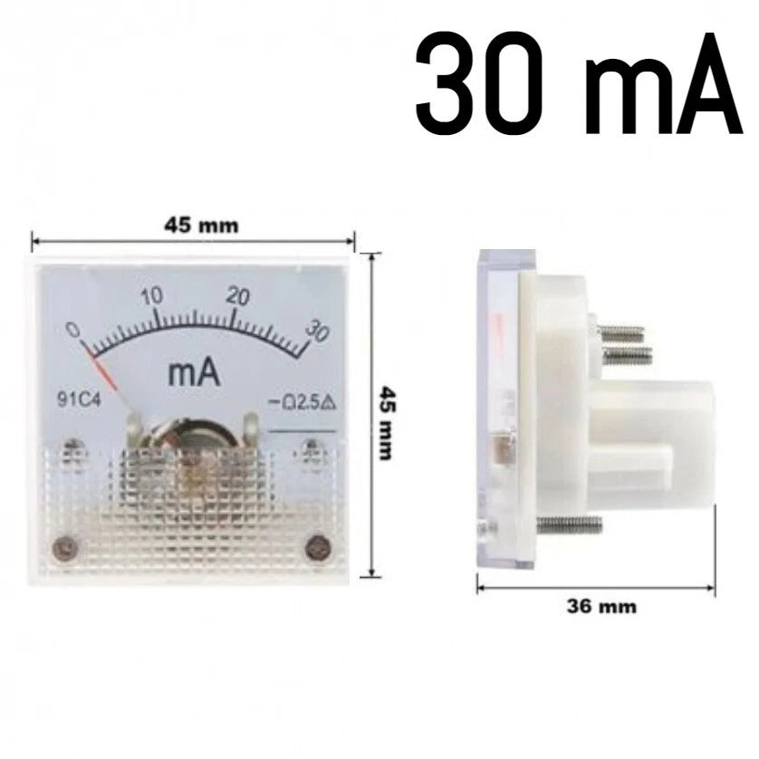 Amperometro Analogico DC da Pannello, Corrente Continua, Disponibile da 20mA a 200A