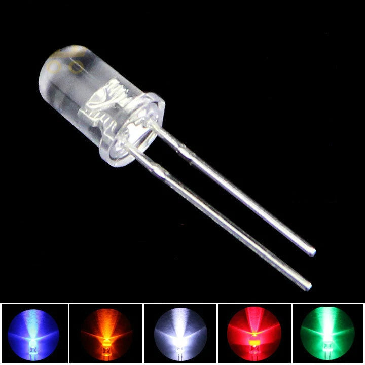 Diodi LED 5mm, 7 Colori, Alta Luminosità fino a 15000 MCD, Lotti da 10 a 1000 pz