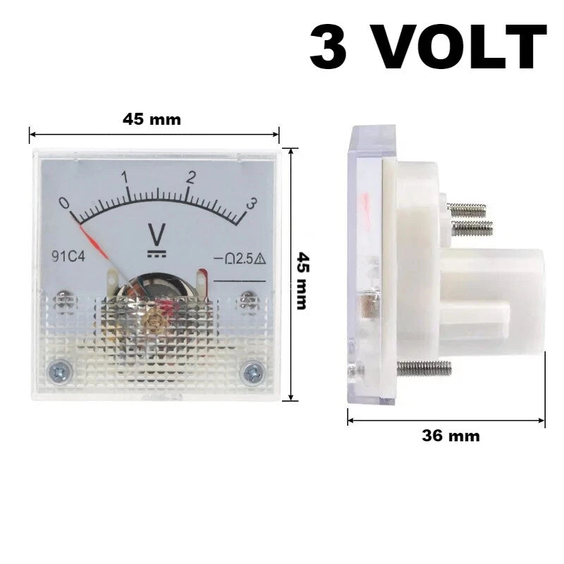 Voltmetro analogico di tensione dc da pannello corrente continua
