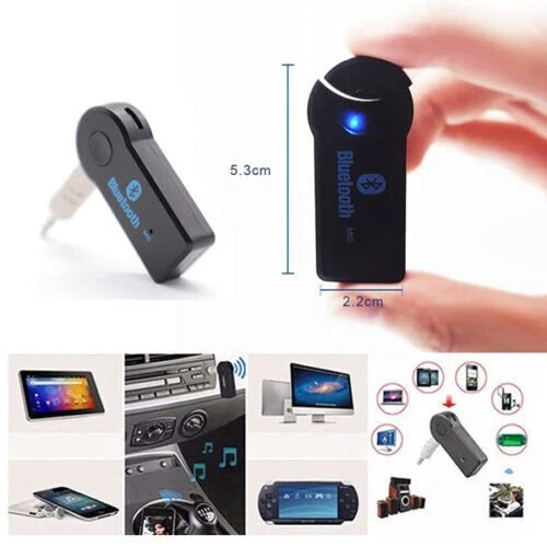 Ricevitore Bluetooth 3.0 AUX Jack 3,5mm, A2DP, Portata 10m, Batteria Integrata, per Stereo HiFi Auto