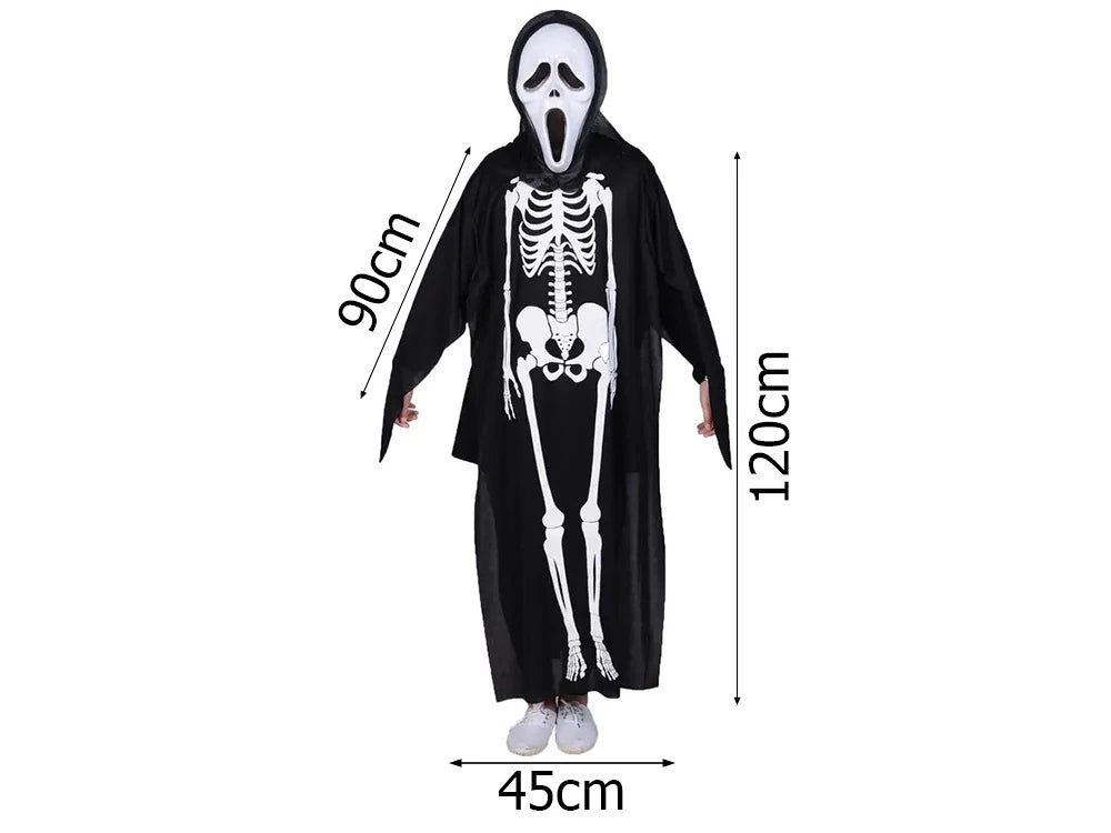 Costume da Scheletro Halloween Taglia Unica Manica Lunga