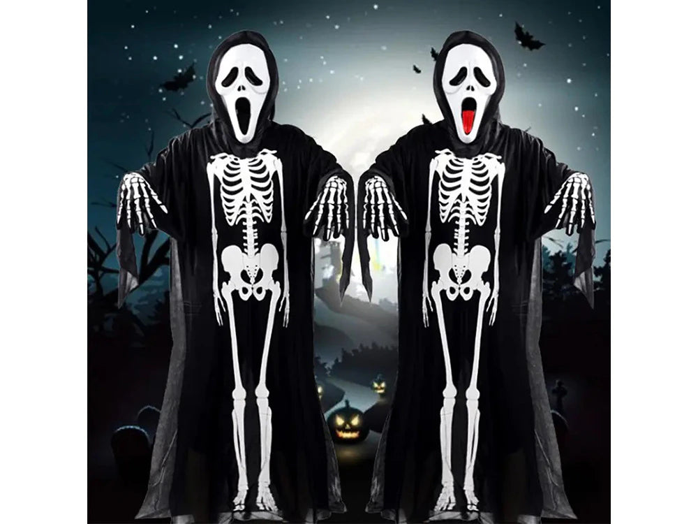 Costume da Scheletro Halloween Taglia Unica Manica Lunga