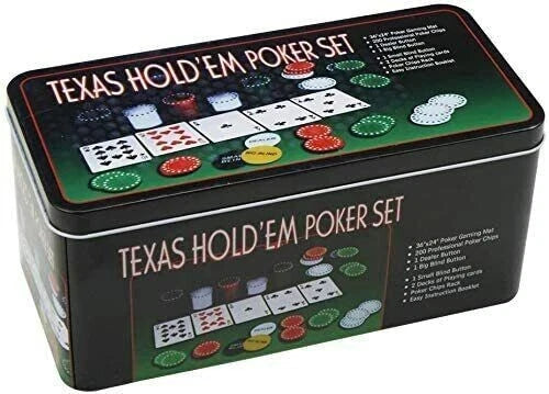 Set poker texas hold'em 200 fiches chips, panno, tovaglia da gioco e carte