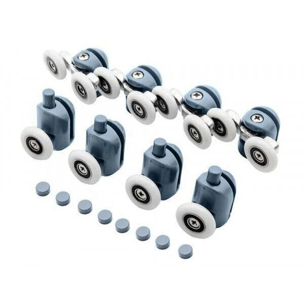 Set 8 Rulli di Ricambio per Box Doccia Porta Scorrevole, Ø23mm, Plastica e Acciaio, Universale