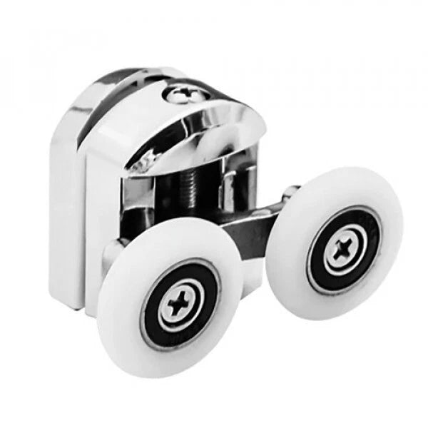 Kit 8 Rulli Doppi Cromati per Box Doccia Porta Scorrevole, Ø23mm, Vetro 4-6mm, con 8 Paracolpi