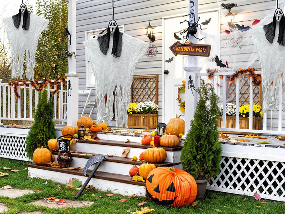 Decorazione Halloween Fantasma da Appendere | 90 cm | Scheletro Urla