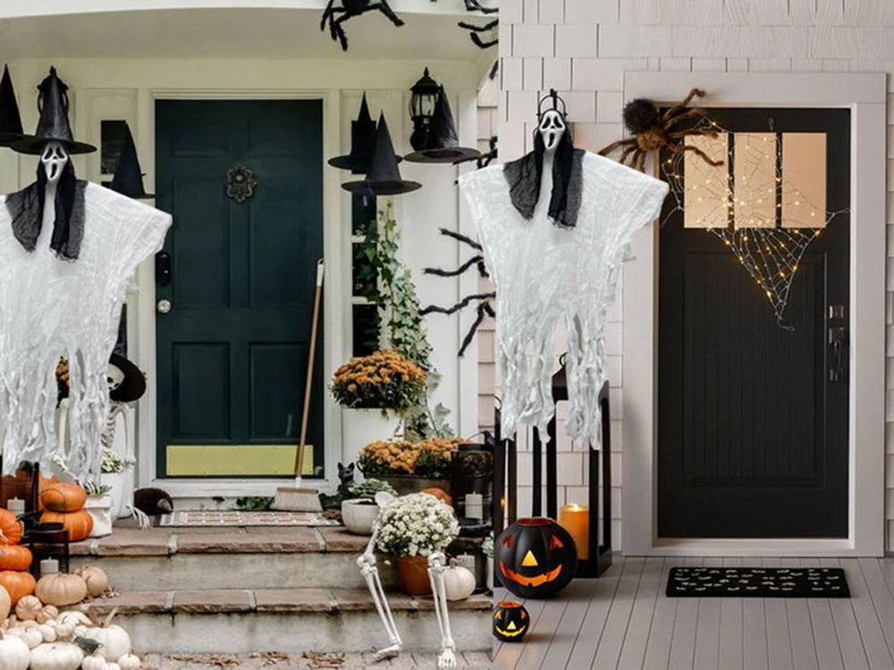 Decorazione Halloween Fantasma da Appendere | 90 cm | Scheletro Urla