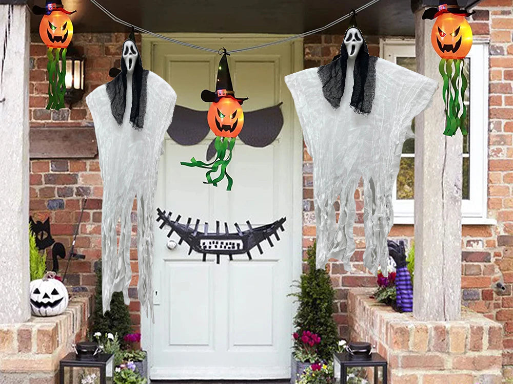 Decorazione Halloween Fantasma da Appendere | 90 cm | Scheletro Urla