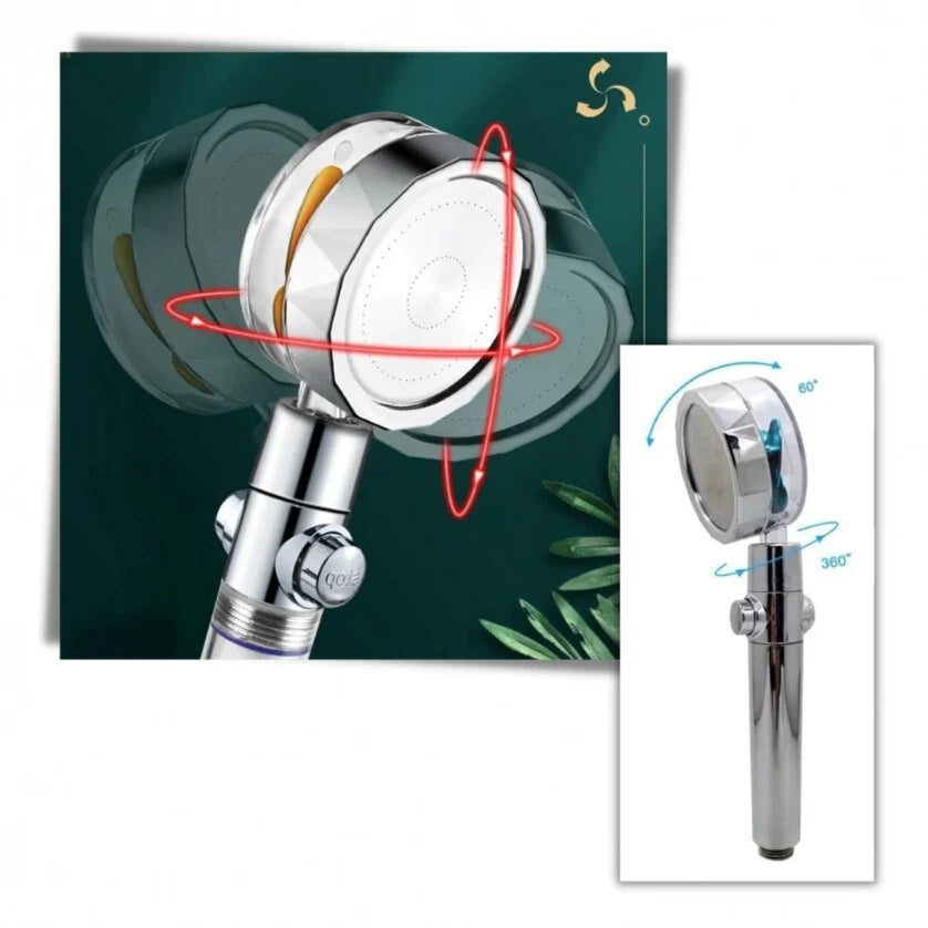 Soffione Doccia Alta Pressione, Rotazione 360°, Pulsante Stop, Tubo Flessibile, Micro-Ugelli, 8x4x35cm