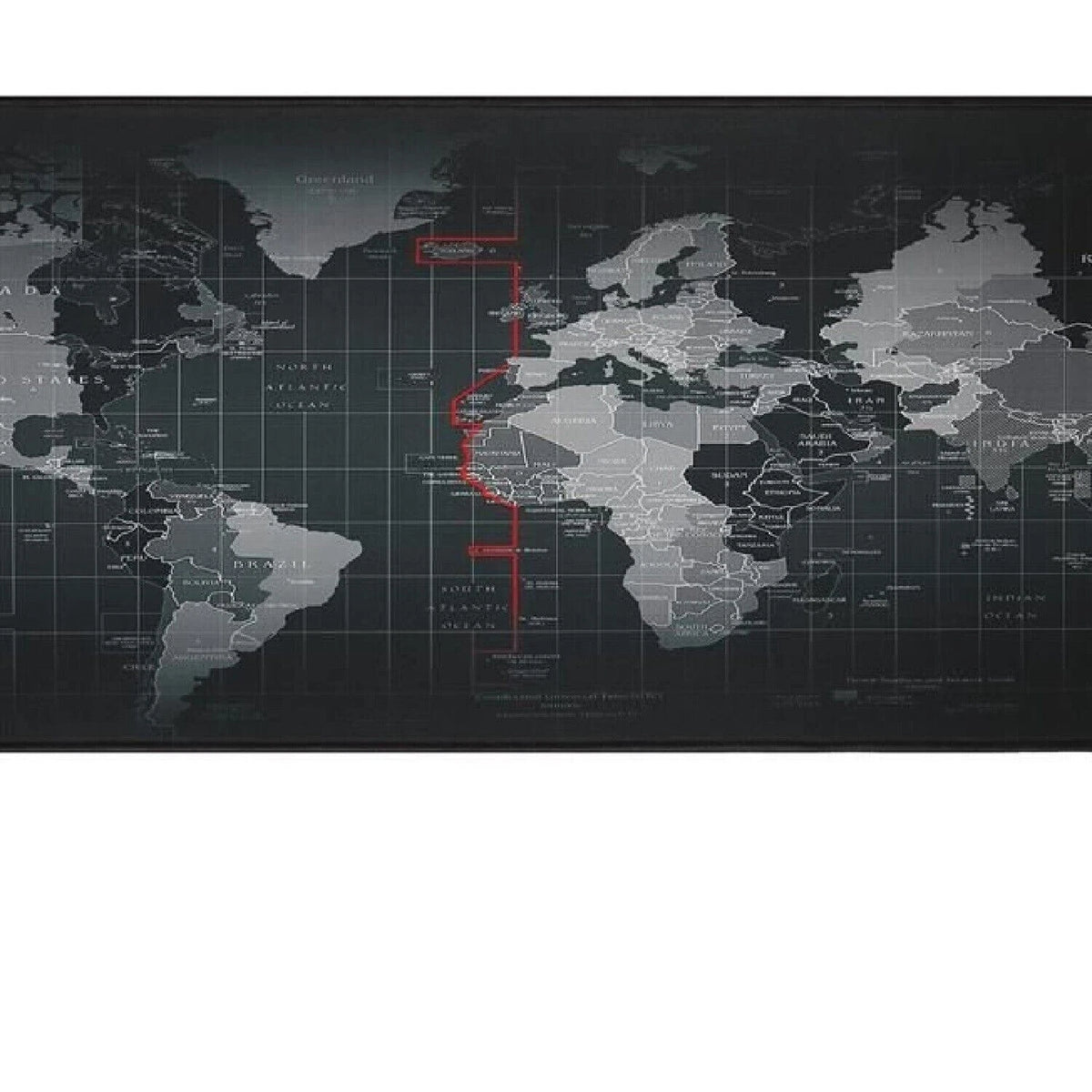 Mousepad Gaming XXL 880x300mm, Mappa del Mondo, Gomma Antiscivolo, Impermeabile, Bordi Cuciti