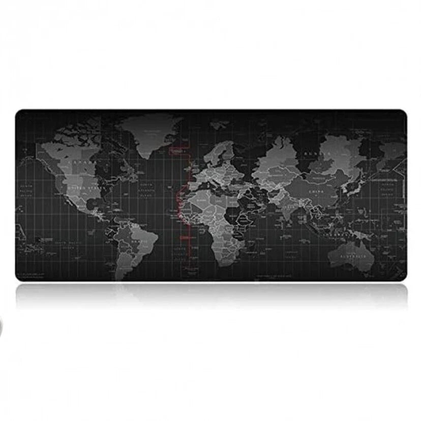 Mousepad Gaming XXL 880x300mm, Mappa del Mondo, Gomma Antiscivolo, Impermeabile, Bordi Cuciti
