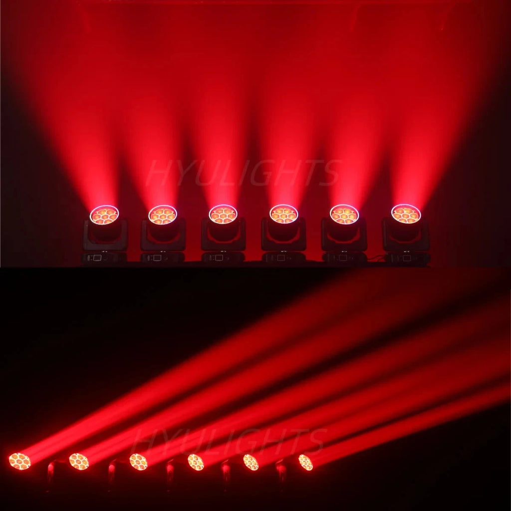 Testa Mobile LED 300W, 7x40W RGBW 4in1, Zoom 3-60°, DMX512, Schermo LCD, per Discoteche e Club