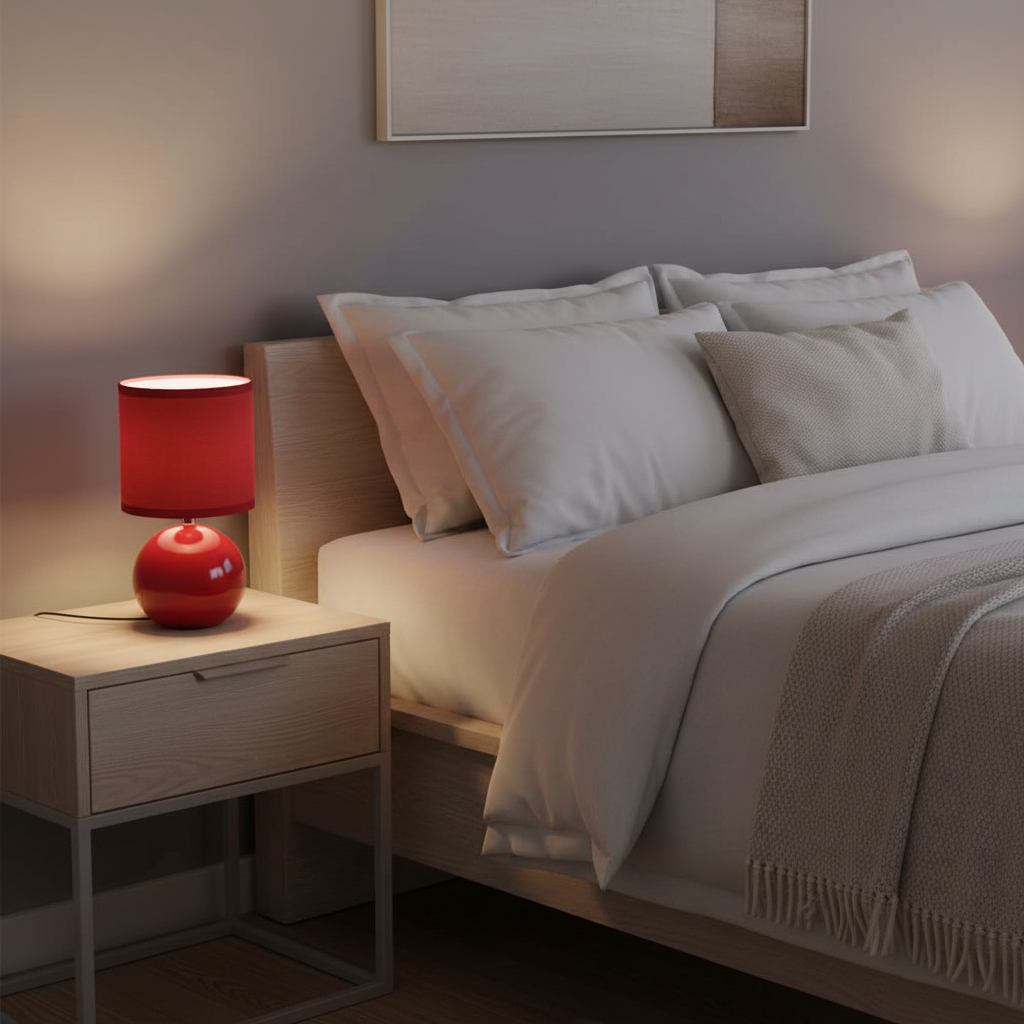 Lampada da Tavolo Sfera Timeo, Base Ceramica Smaltata Lucida, Paralume Cotone, H24,5cm, Attacco E14, 3 Colori