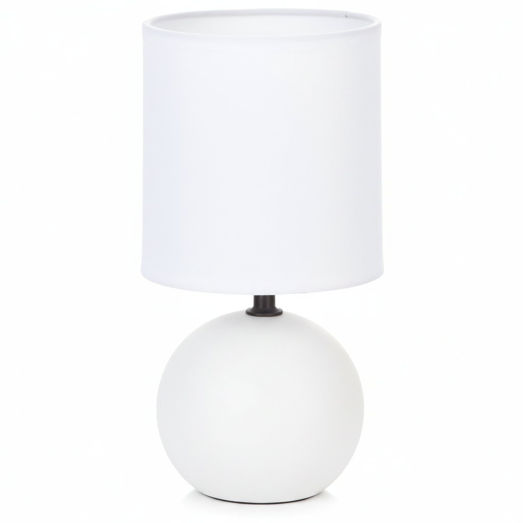 Lampada da Tavolo Sfera Timeo, Base Arenaria Finitura Opaca, Paralume Cotone, H24,5cm, Attacco E14, 5 Colori