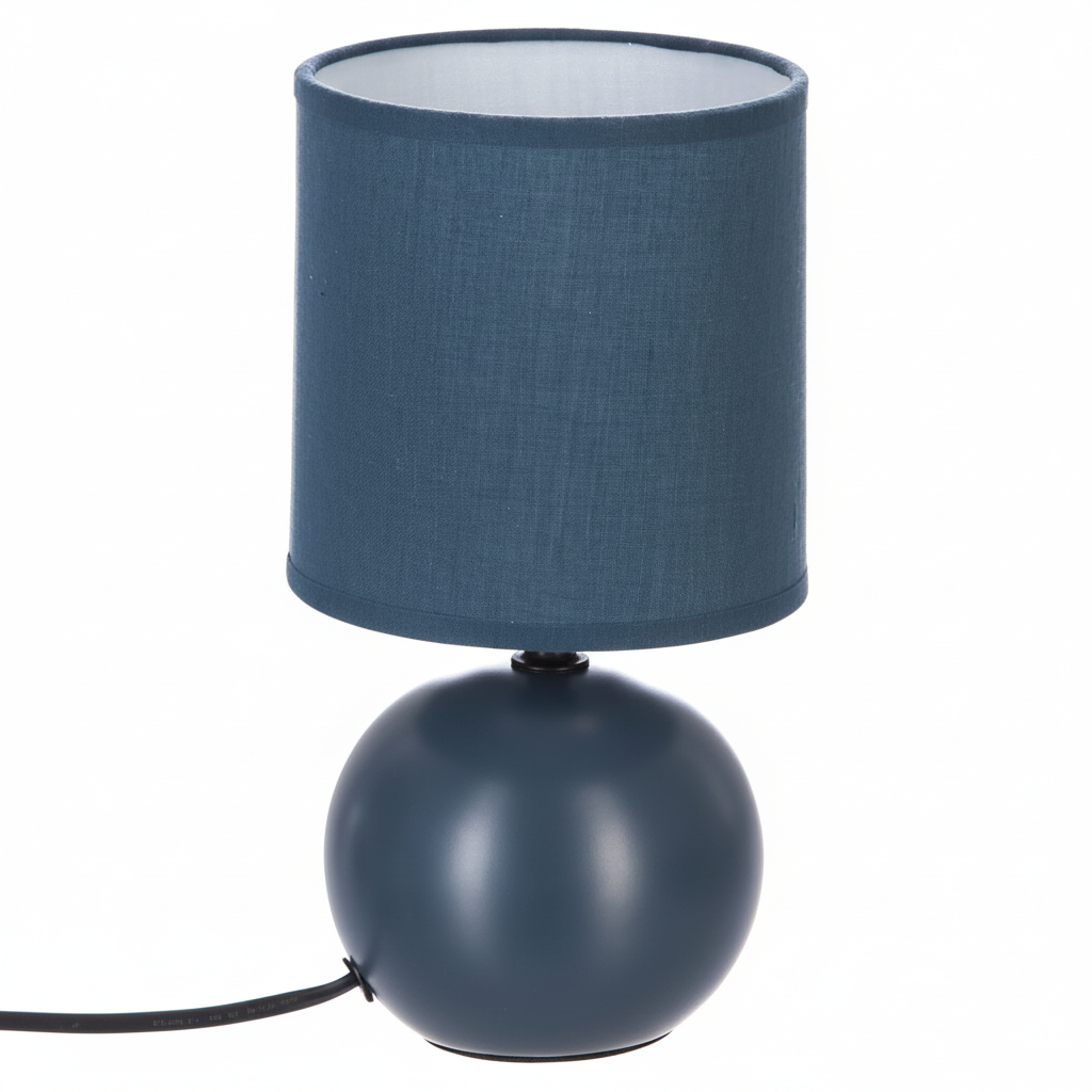 Lampada da Tavolo Sfera Timeo, Base Arenaria Finitura Opaca, Paralume Cotone, H24,5cm, Attacco E14, 5 Colori