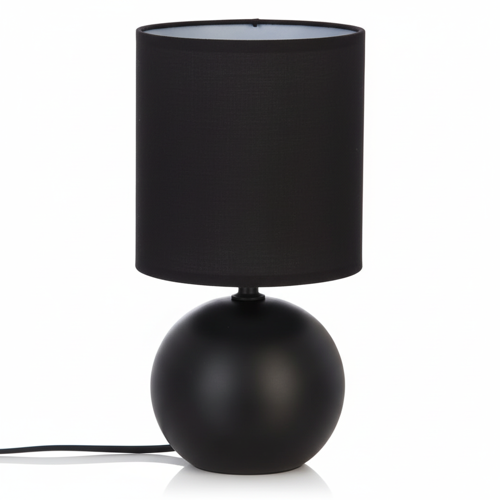 Lampada da Tavolo Sfera Timeo, Base Arenaria Finitura Opaca, Paralume Cotone, H24,5cm, Attacco E14, 5 Colori