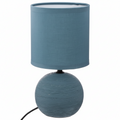 Lampada da Tavolo Sfera Striata Timeo, Base Arenaria Texture Rigata, Paralume Cotone, H24,5cm, Attacco E14 — Finitura Striata