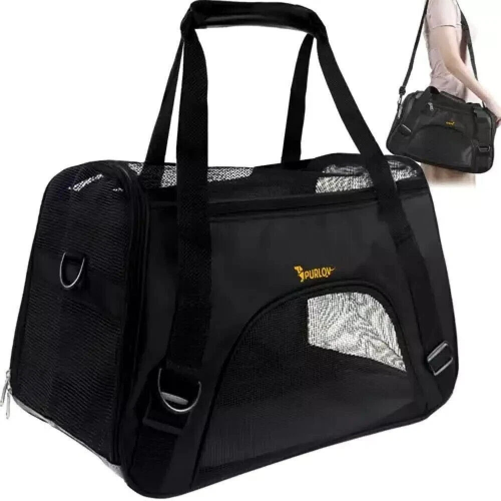 Trasportino Borsa da Viaggio per Cane Gatto Coniglio, Max 8kg, 30x25x50cm, Ventilato, con Tracolla