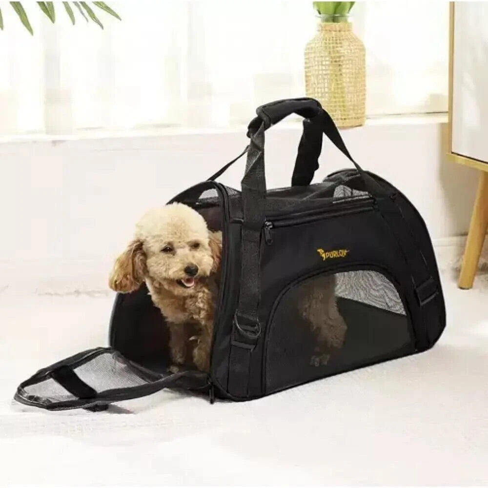 Trasportino Borsa da Viaggio per Cane Gatto Coniglio, Max 8kg, 30x25x50cm, Ventilato, con Tracolla